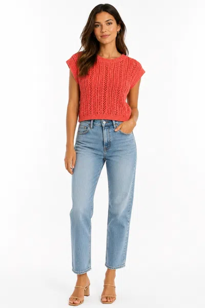 Another Love Tasha Crochet Tank Top In Peachy Coral In Red
