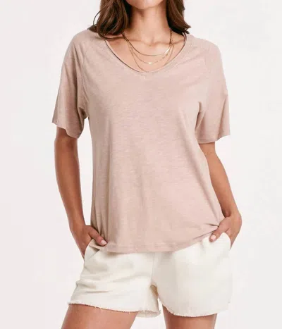 Another Love Taylor Relaxed V-neck Slubbed Basic Tee In Warm Sand In Multi