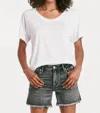 ANOTHER LOVE TAYLOR RELAXED V-NECK SLUBBED BASIC TEE IN WHITE