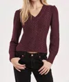 Another Love Thalia V-neck Long Sleeve Sparkle Sweater In Blackberry In Multi