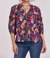 ANOTHER LOVE TIKA 3/4 SLEEVE FLORAL BLOUSE IN TERRACE BLOOMS