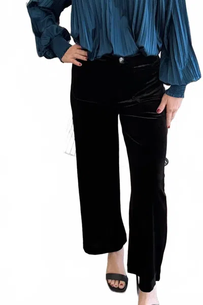 Another Love Velvet Wide Leg Pants In Black