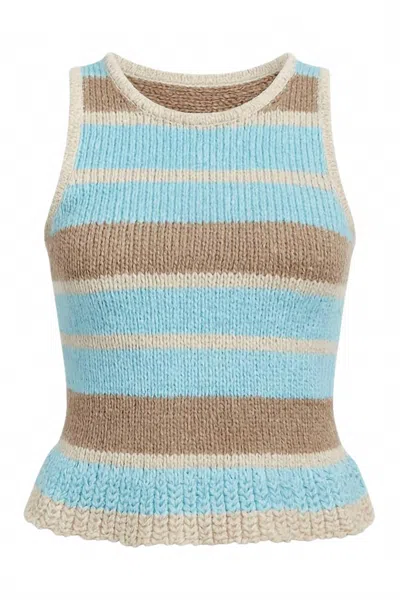 Another Love Women's Jenna Peplum Top In Stripe In Animal Print