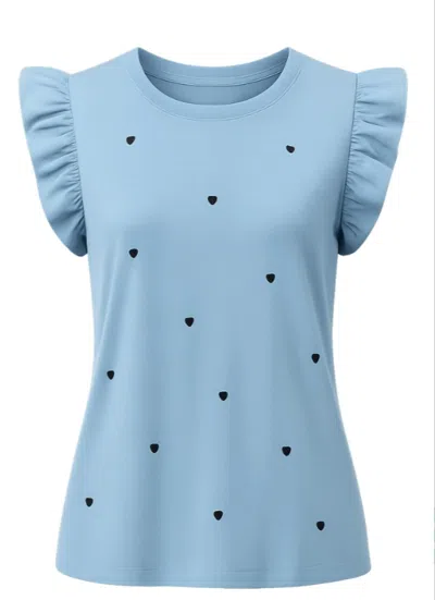 Another Love Women's Portia Cap Sleeve Top With Hearts In Blue