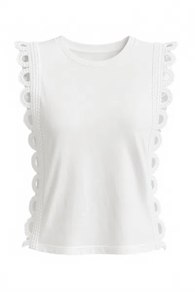 Another Love Women's Ryder Eyelet Scallop Ruffle Sleeve Top In White