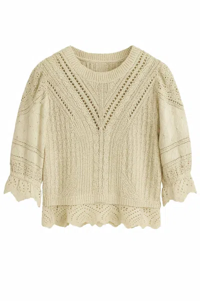 Another Love Women's Sabine Crochet Knit Top In Vintage Cream In Multi