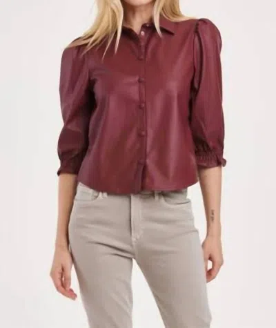 Another Love Yara Pleater Top In Red Wine In Blue