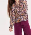 Another Love Yvonne Long Sleeve Blouse In Midnight Medley In Multi