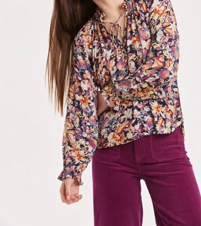 Another Love Yvonne Long Sleeve Blouse In Midnight Medley In Multi