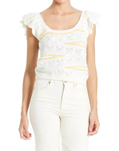 Another Love Zoe Crochet Tank Sweater In Bone Wavy Stripe In Multi