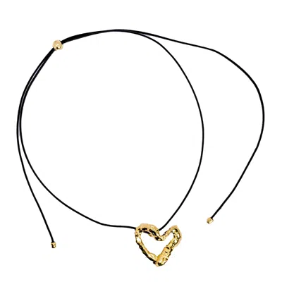 Another Mother Women's Wavey Gold Textured Heart Adjustable Cord Necklace