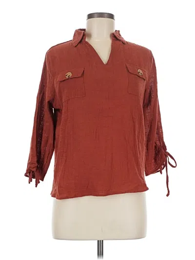 Pre-owned Another Reason 3/4 Sleeve Button Down Shirt In Burgundy