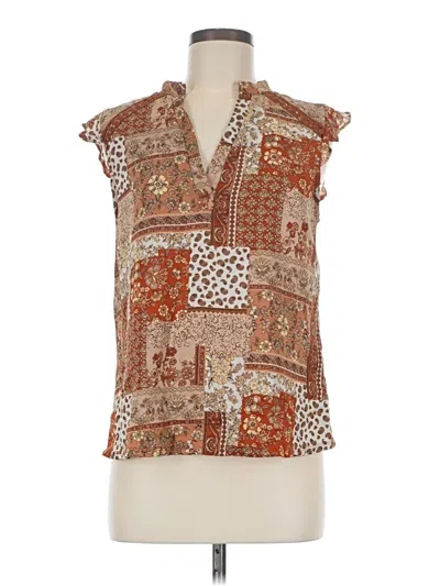Pre-owned Another Reason Sleeveless Blouse In Brown