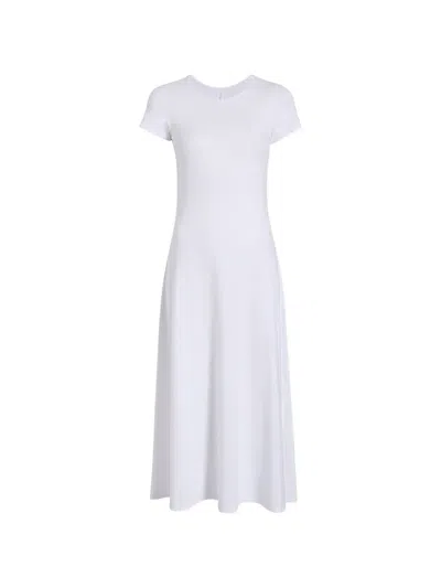 Another Tomorrow Short-sleeve Jersey Midi-dress In White