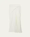 Another Tomorrow Asymmetrcal Twist Crepe Skirt In Off White