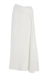 Another Tomorrow Twisted Stretch-crepe Midi Skirt In Cream
