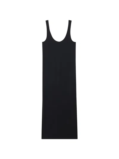 Another Tomorrow Asymmetric Seam-detail Dress In Blue