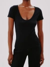 Another Tomorrow Ballet Scoop Tee In Black