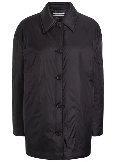 Another Tomorrow Balmacaan Padded Shell Jacket In Black