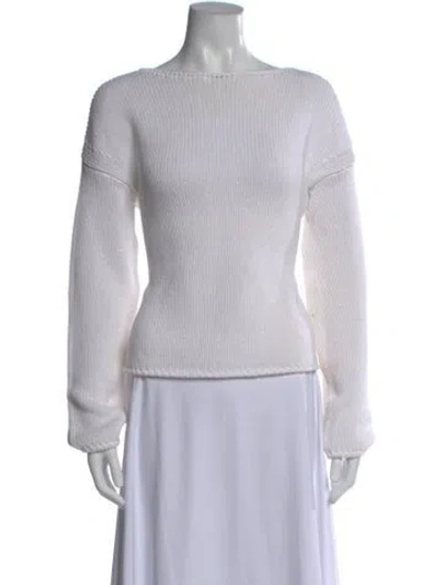 Pre-owned Another Tomorrow Bateau Neckline Long Sleeve Top In Gray