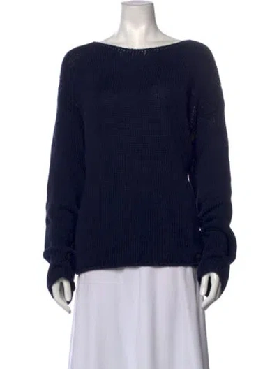 Pre-owned Another Tomorrow Bateau Neckline Sweater In Black