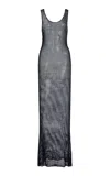 Another Tomorrow Beaded Knit Maxi Dress In Navy