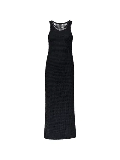 Another Tomorrow Bead-embroidered Midi Dress In Black