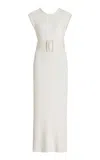 Another Tomorrow Belted Midi Dress In White