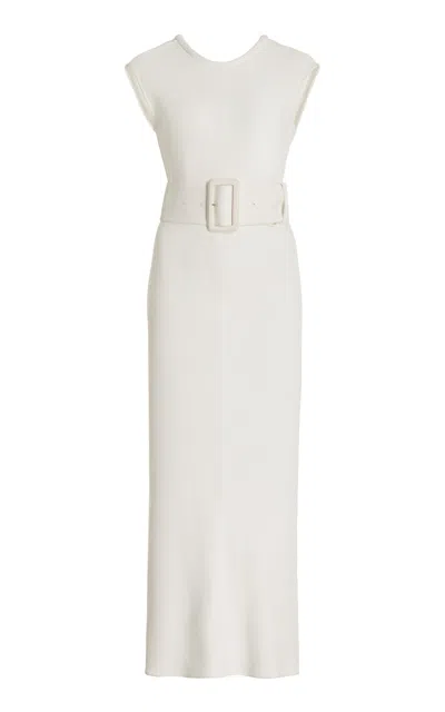 Another Tomorrow Belted Midi Dress In White