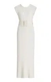 Another Tomorrow Belted Midi Dress In White