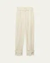 Another Tomorrow Womens Off White Tab Pleat Wide-leg Woven Trousers In Off White