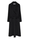 Another Tomorrow Belted Double-breasted Wool Coat In Black