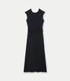 Another Tomorrow Bias Belted Dress In Black