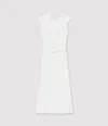 Another Tomorrow Bias Belted Dress In White