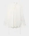 Another Tomorrow Bias Button-side Collared Shirt In Off White