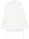 Another Tomorrow Bias Button Side Shirt In White