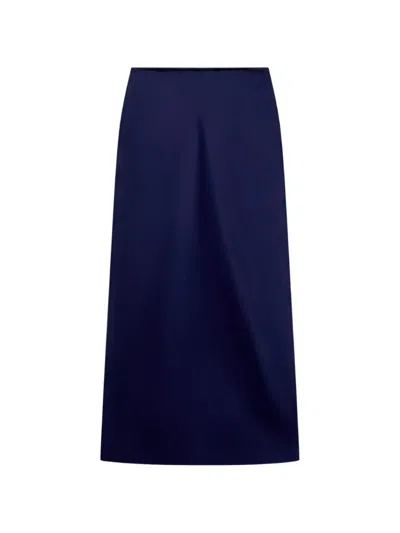 Another Tomorrow Bias-cut Midi Skirt In Blue