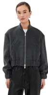 Another Tomorrow Bomber Jacket Light Grey Melange In Black