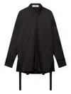 Another Tomorrow Bias Button Side Shirt In Black