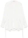 Another Tomorrow Bias Button Side Shirt In White