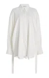 Another Tomorrow Buttoned Crepe Shirt In Off-white
