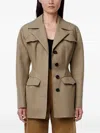 Another Tomorrow Button-front Jacket In Brown