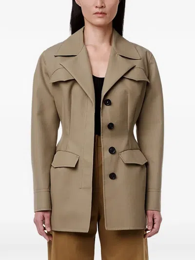 ANOTHER TOMORROW BUTTON-FRONT JACKET