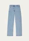 Another Tomorrow Carpenter Denim Wide-leg Pants In Light Blue Wash