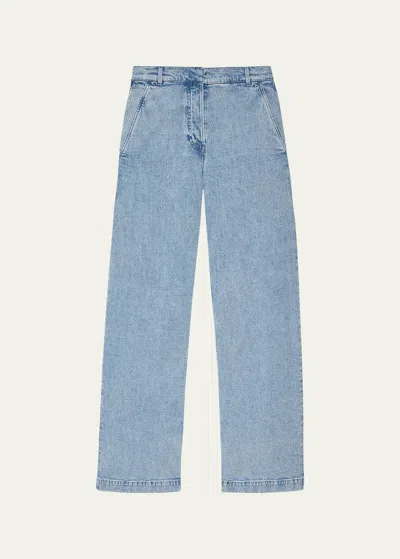 Another Tomorrow Carpenter Denim Wide-leg Pants In Light Blue Wash