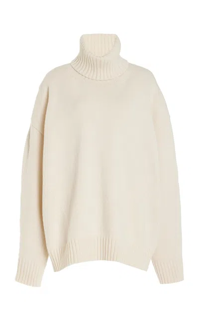 Another Tomorrow Cashmere And Wool-blend Sweater In Ivory