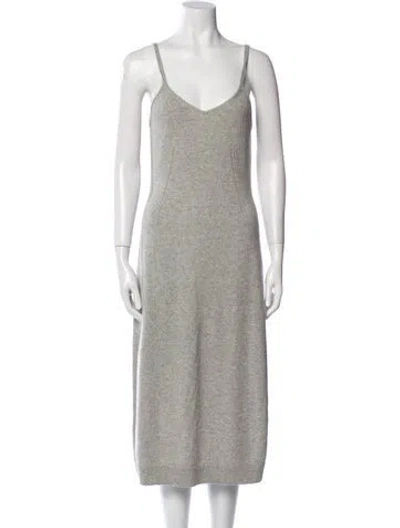 Pre-owned Another Tomorrow Cashmere Midi Length Dress In Gray