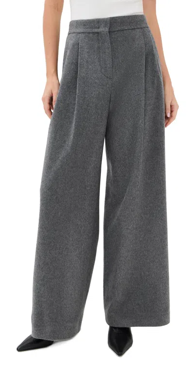 Another Tomorrow Cashmere Pleated Trousers Medium Melange Grey In Gray