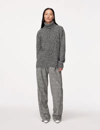 Another Tomorrow Cashmere Turtleneck In Black/ivory