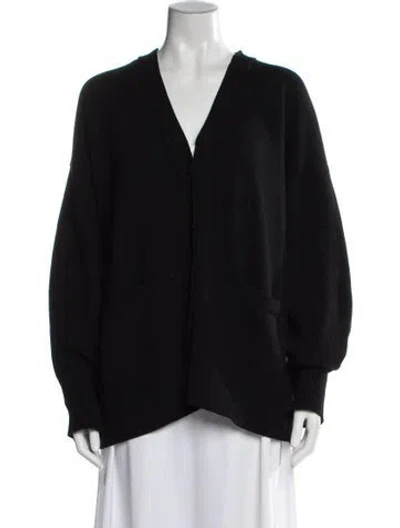 Pre-owned Another Tomorrow Cashmere V-neck Sweater In Black